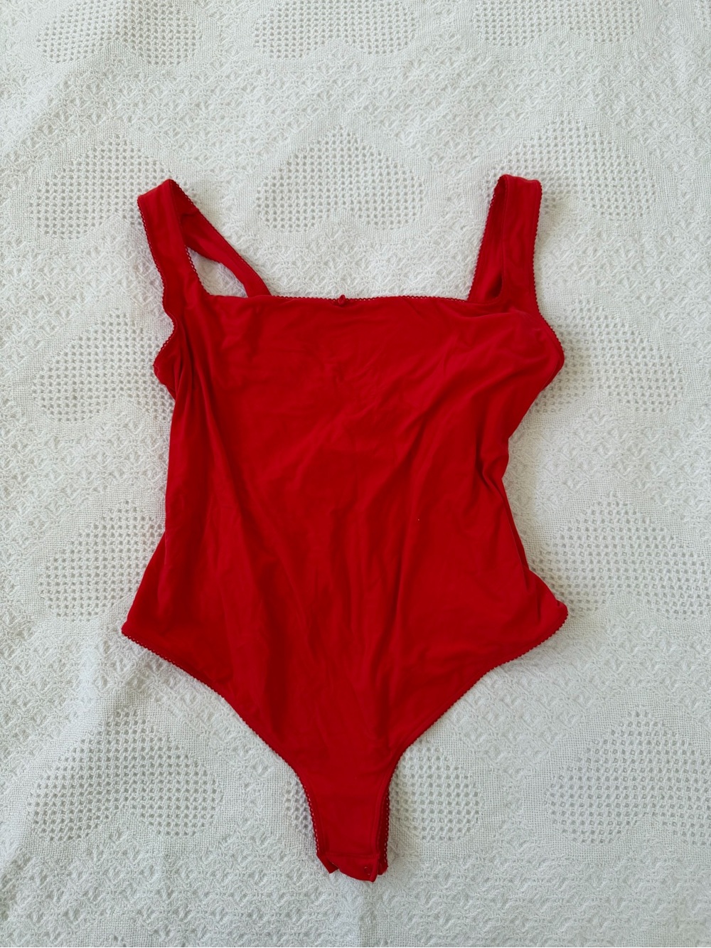 SKIMS Red Square-Neck Bodysuit